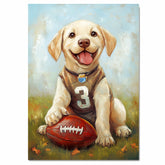 Labrador Dog Canvas Wall Art for Kids Room Décor for Lab Football Painting Gifts for Boyfriends on Ready to Hang 1.5" Thick Canvas Wrap, Floating Framed Canvas, Flat Rolled Canvas
